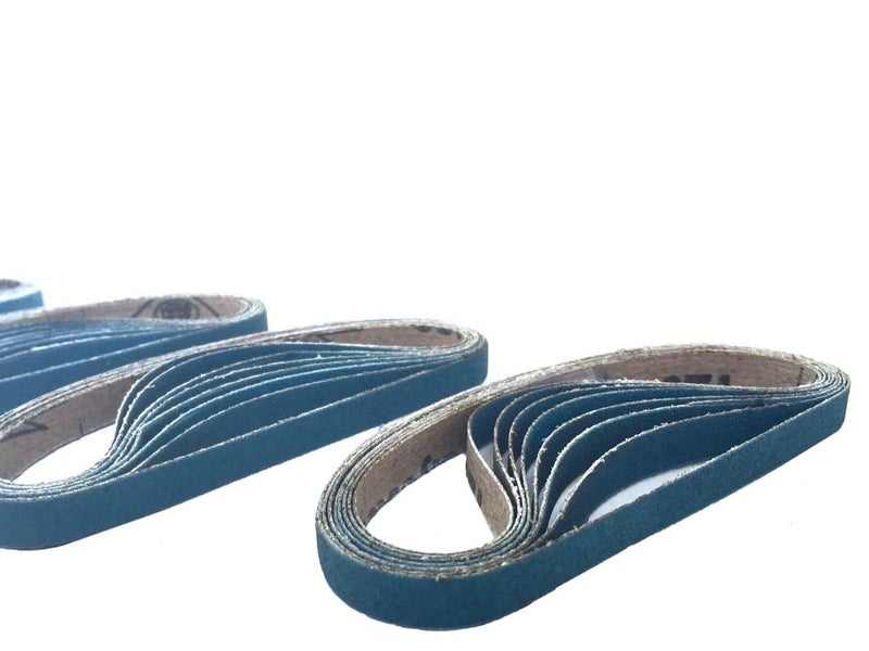 Starcke 3/8 x 13 Inch Sanding Belts - Starcke Premium 40 Grit Blue Zirconia Cloth Belt Sanders for Woodworking, Metal, Composites & Aluminum, Autobody Sandpaper Belts, Narrow Air File Belt Sanding - 30 Pack - Image 1